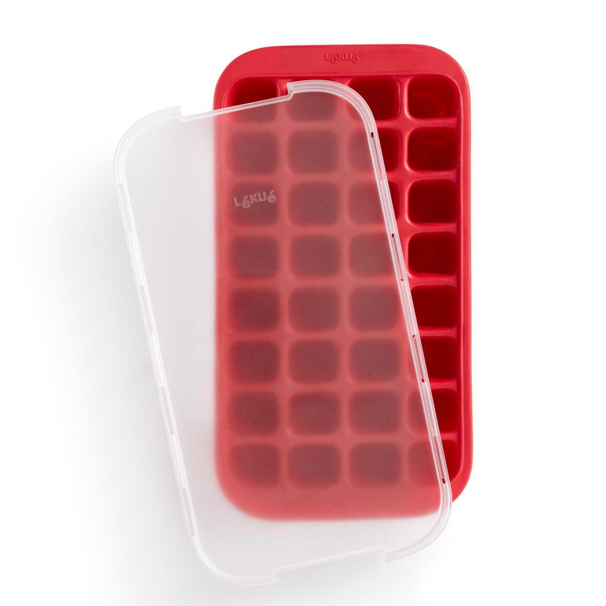 VASSOIO CUBETTI GHIACCIO CON COPERCHIO ROSSO