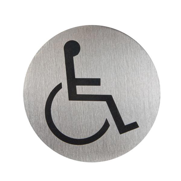 CARTELLO AUTO-ADESIVE "ACCESSIBILE" Ø 7,5 CM ACCIAIO