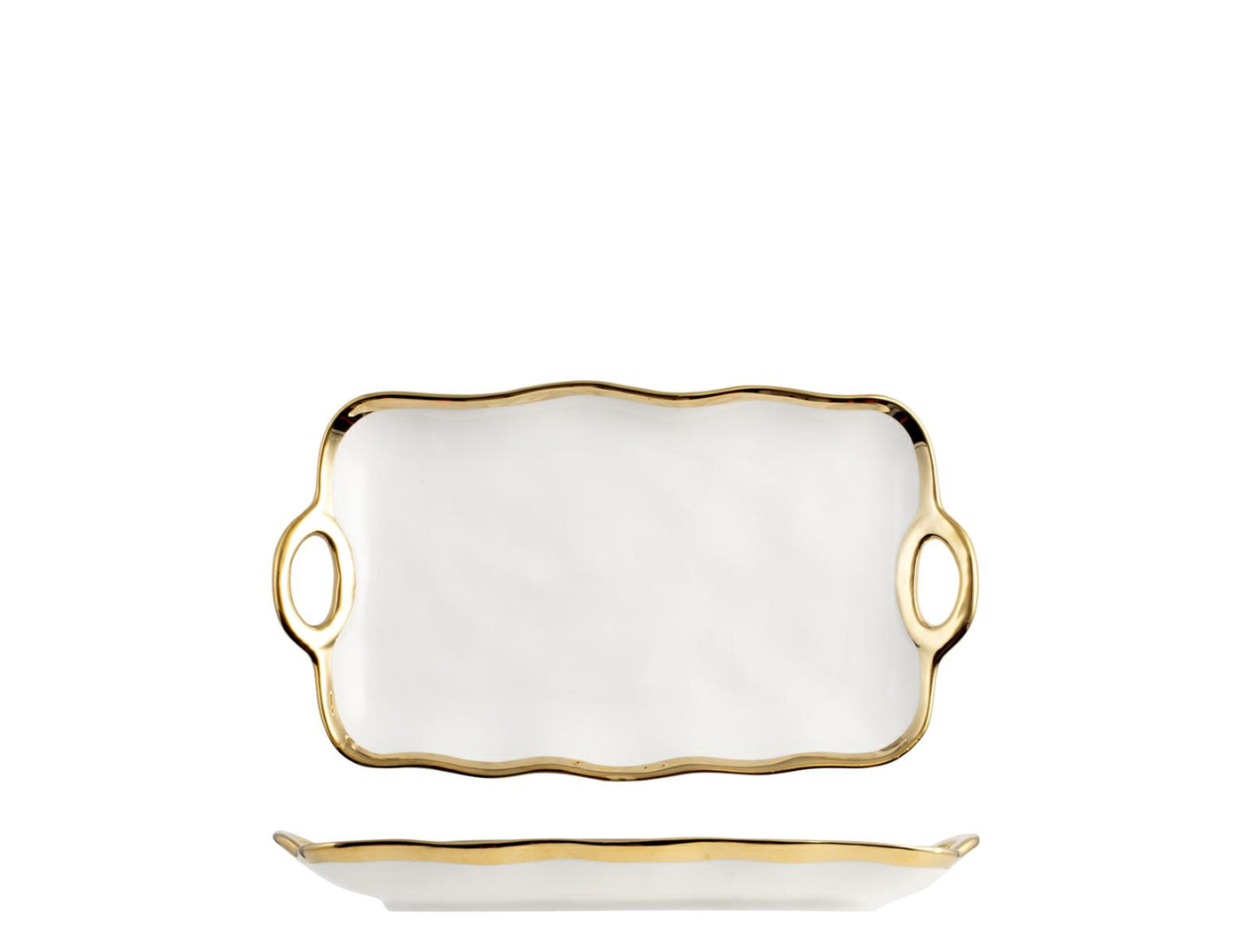 VASSOIO BIANCO BORDOORO 20X34,5CM