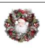 GHIRALNDA/CORONCINA IN RESINA BABBO NATALE E SFERE COL.ROSSO
