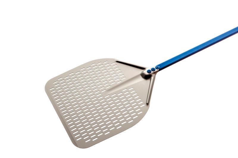 PALA PIZZA RETTANGOLARE FORATA 36X36CM MANICO 120CM