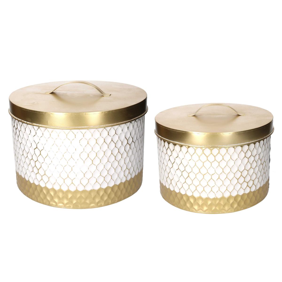SCATOLA METALLO 1-2 ORO BIANCO TONDO CM 38X27,5