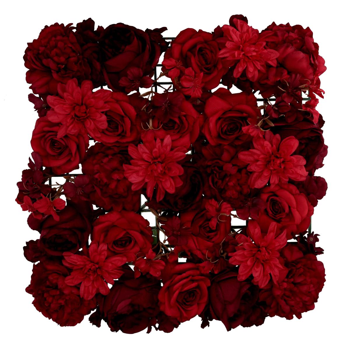 PANNELLO TESSUTO FIORI ROSE ROSSO 50X50CM