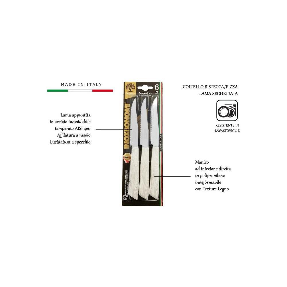 COLTELLO BISTECCA LEGNO SBIANCATO LAMA 11CM BLS=6PZ