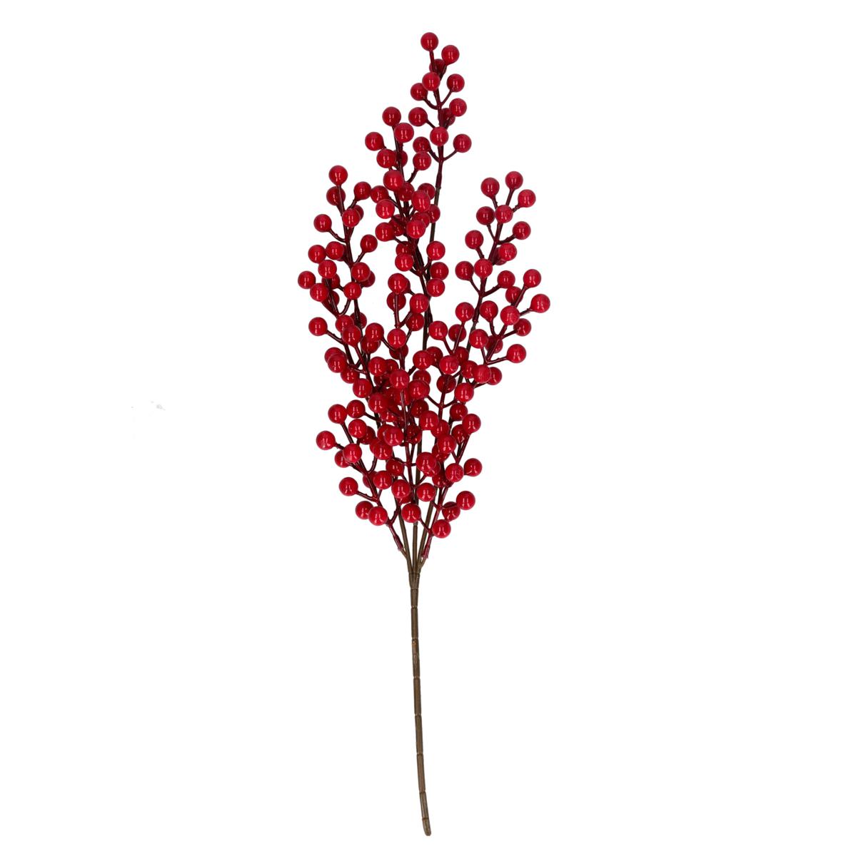 RAMO PLASTICA BACCHE ROSSO CM H61