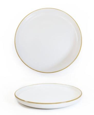PIATTO DOLCE BIANCO CON BORDINO ORO CM 20 LYRA