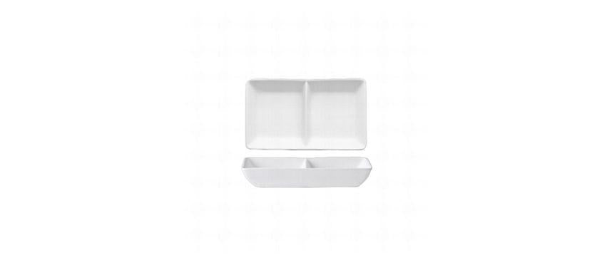 VASSOIO RETTANGOLARE2 SCOMPARTI BIANCO OPACO 11,8X7