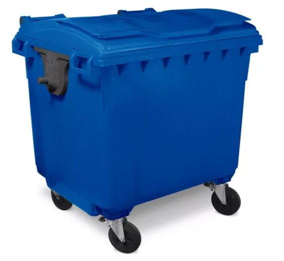 BIDONE CARRELLATO C/COP-PED 1100LT BLU