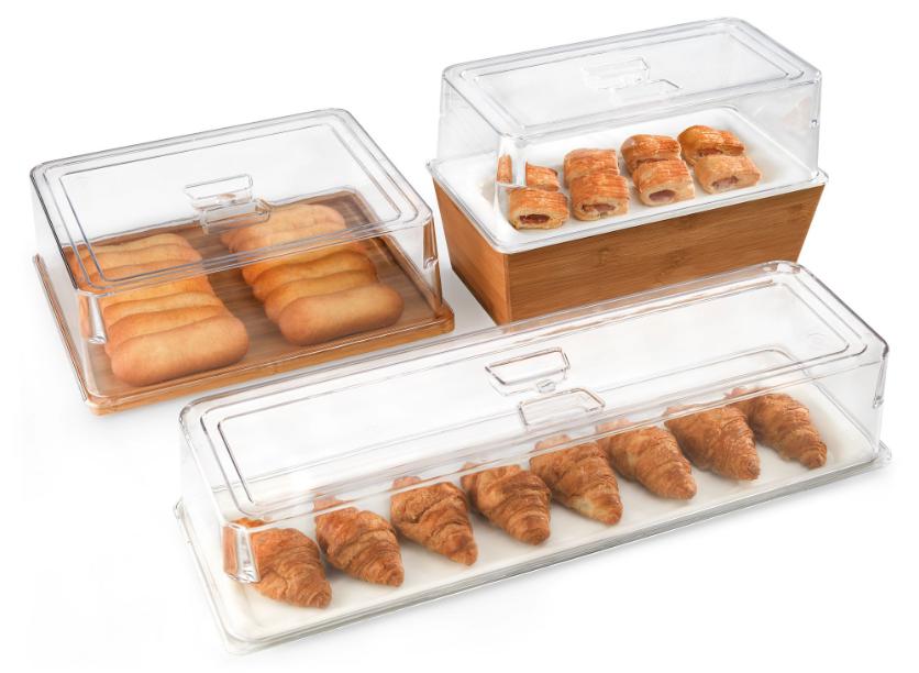 VASSOIO COLOR LEGNO CON COPERCHIO TRASPARENTE 53X32CM