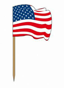 DECORAZIONE BANDIERINE "USA" 4X3/6.5CM IN LEGNO CF=144PZ