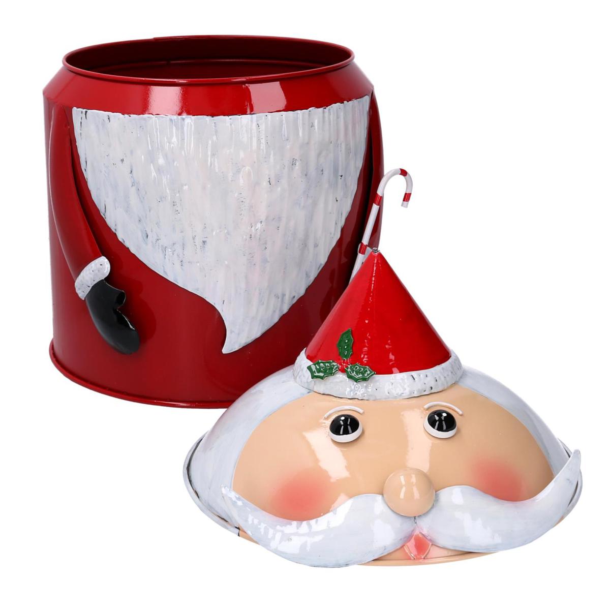 SCATOLA METALLO BABBO NATALE ROSSO TONDO CM Ø29H43