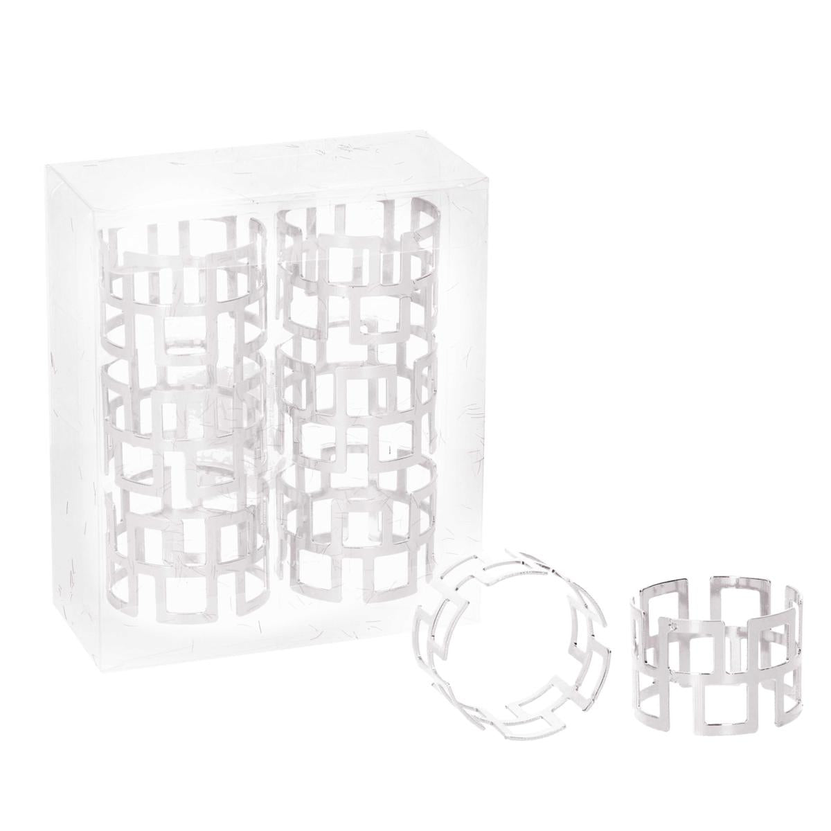 PORTATOVAGLIOLI METALLO GRECA CONFEZIONE 6 PZ ARGENTO