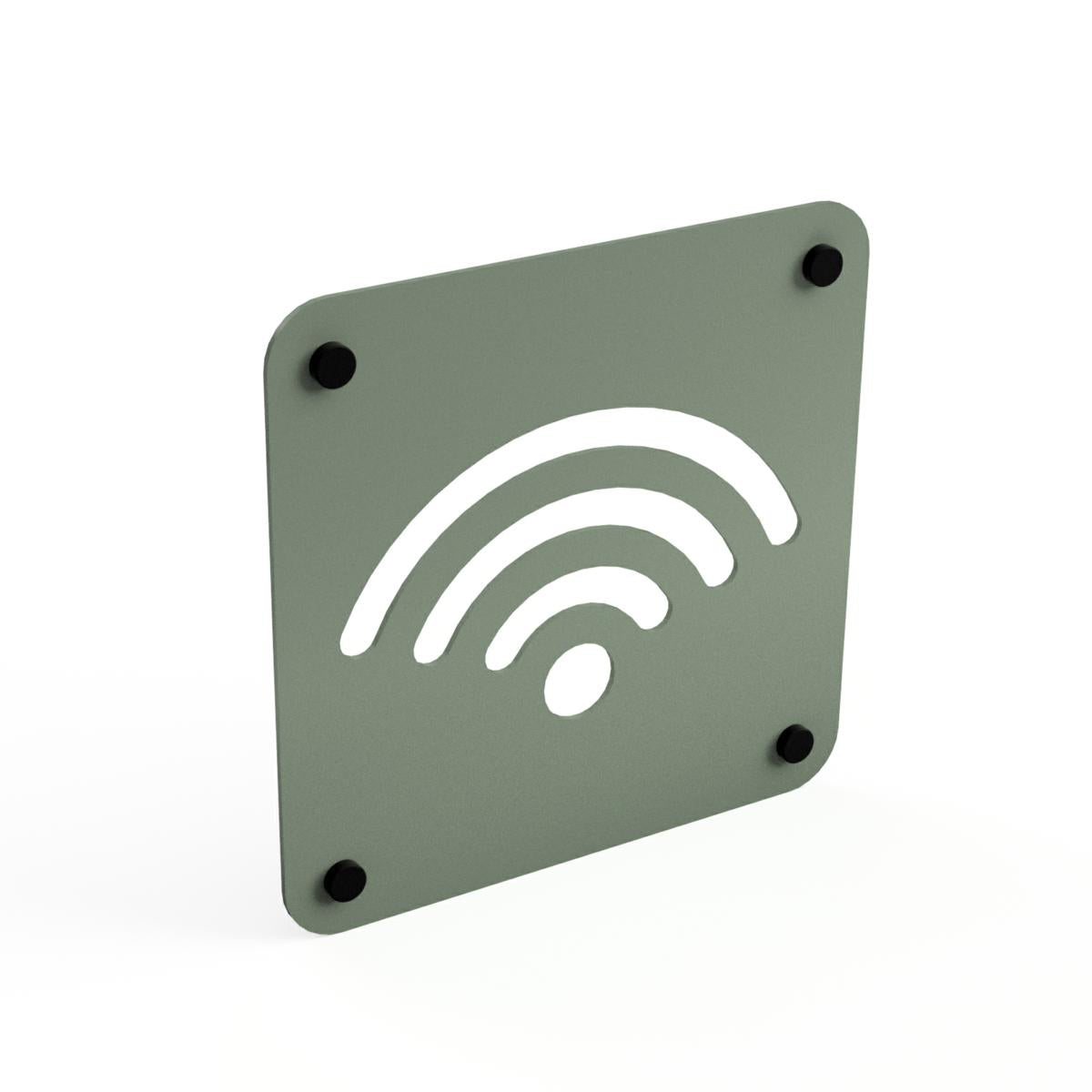 SEGNALETICA WIFI VERDE CON DISTANZIALI 16X16CM