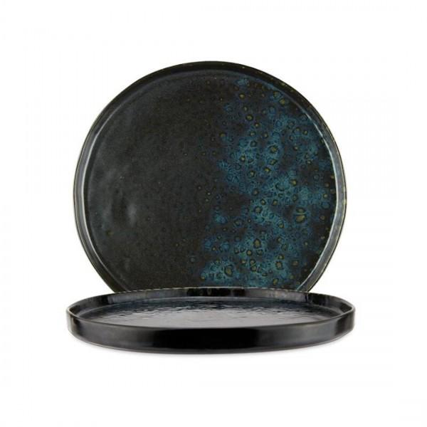 PIATTO ROTONDO "PHOBOS" NERO PUNT.BLU DIAM.31CM STW