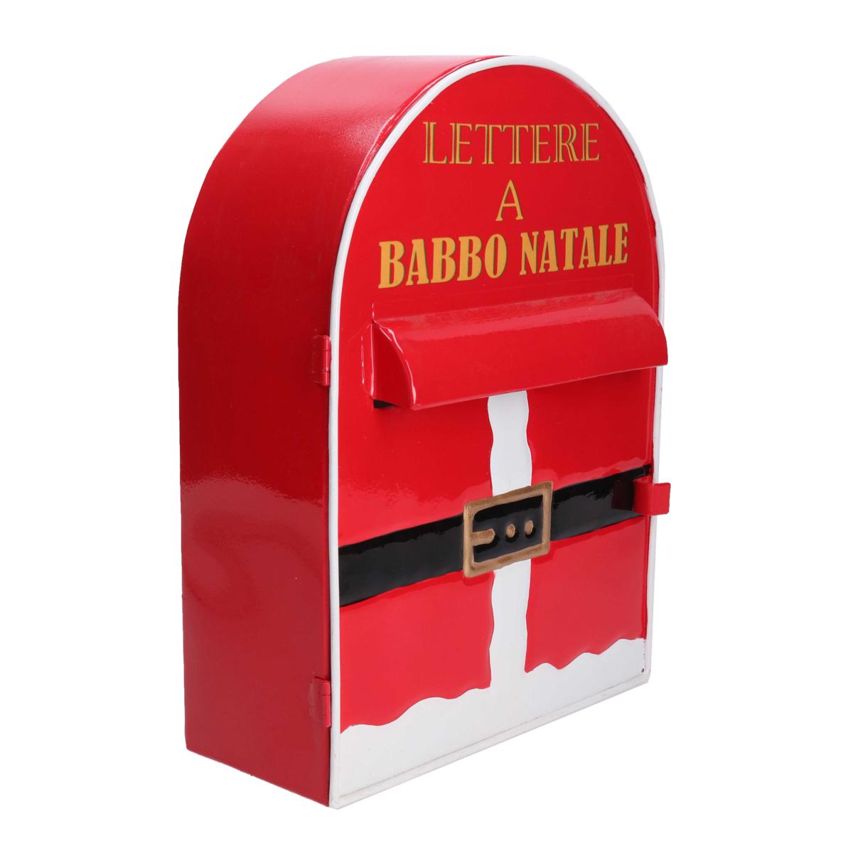 CASSETTA POSTA METALLO BABBO NATALE ROSSO CM 22.5X12X30H