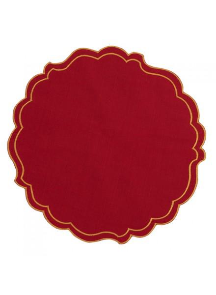 SOTTOPIATT0 IN TESSUTO ROSSO E ORO 35CM
