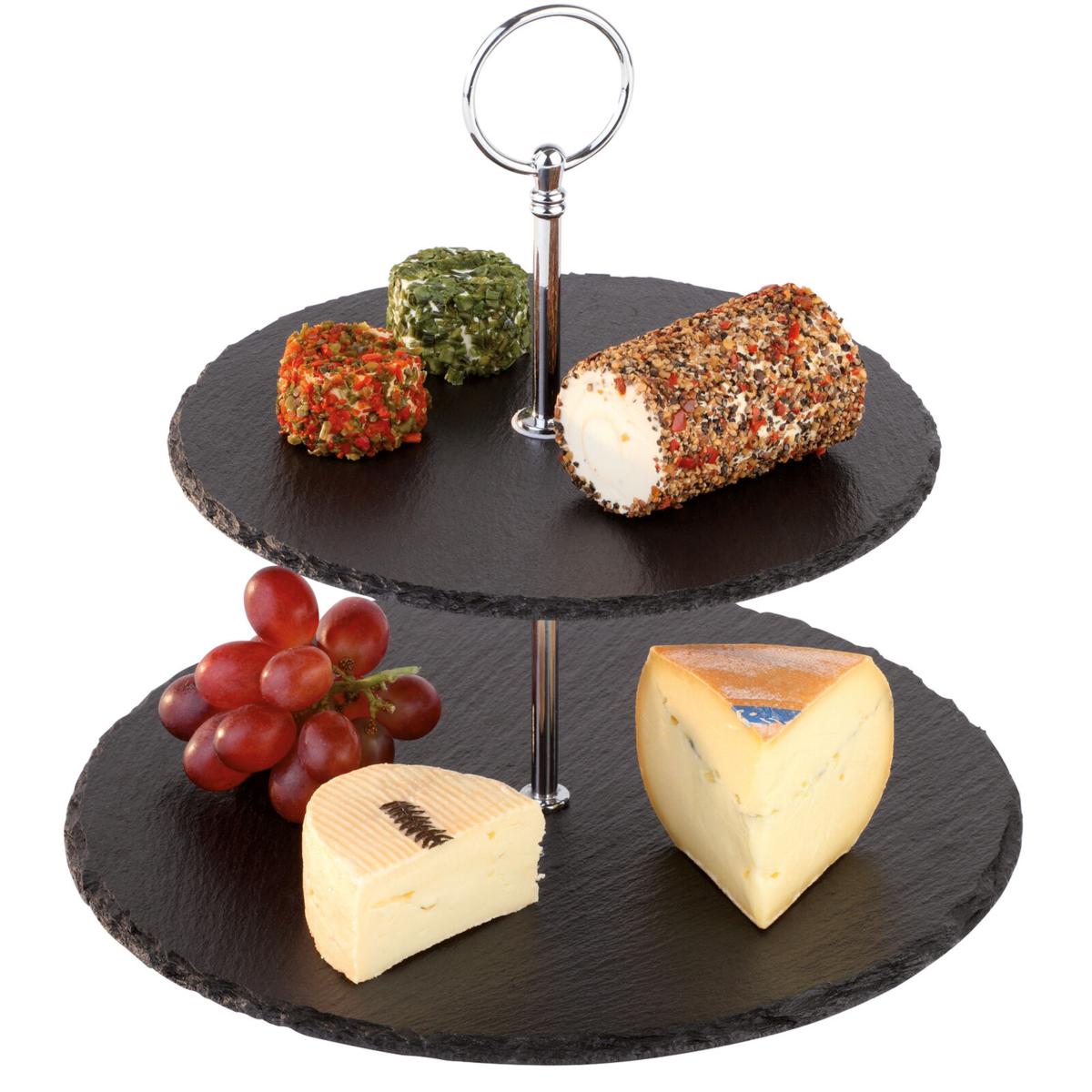 ALZATA 2 PIANI Ø25/20CM H.24 ARDESIA