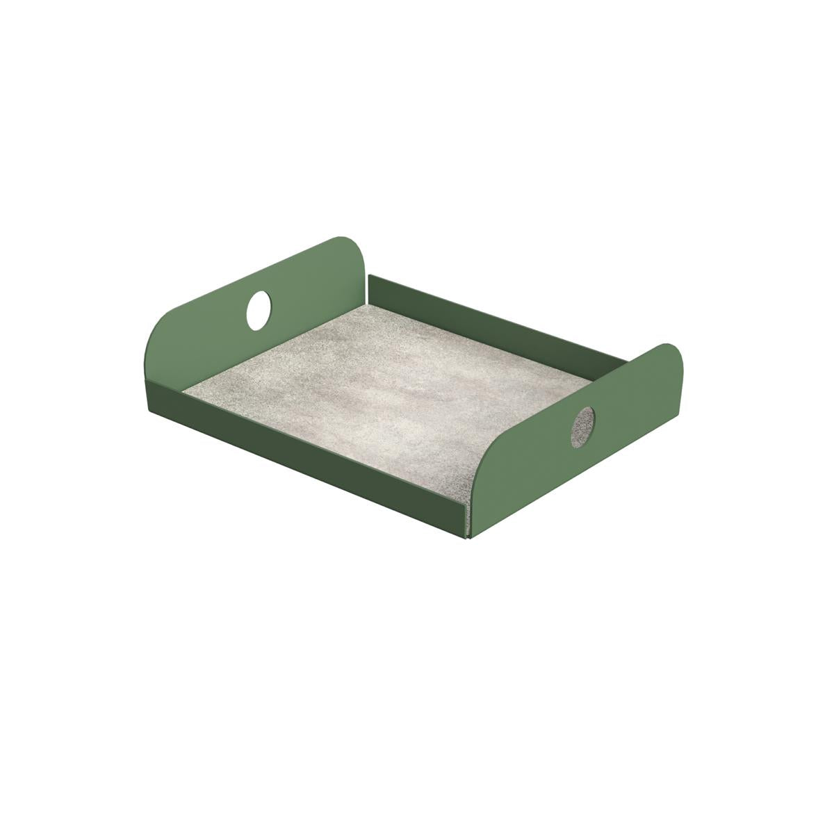 VASSOIO PASTICCERIA VERDE HPL CEMENTO 26X33X7CM