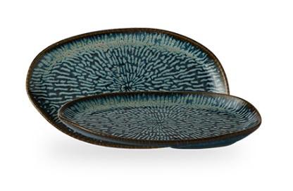 PIATTO CASCADE SAPPHIRE BLU V.RETTANGOLARE 26X15 CHURCHILL