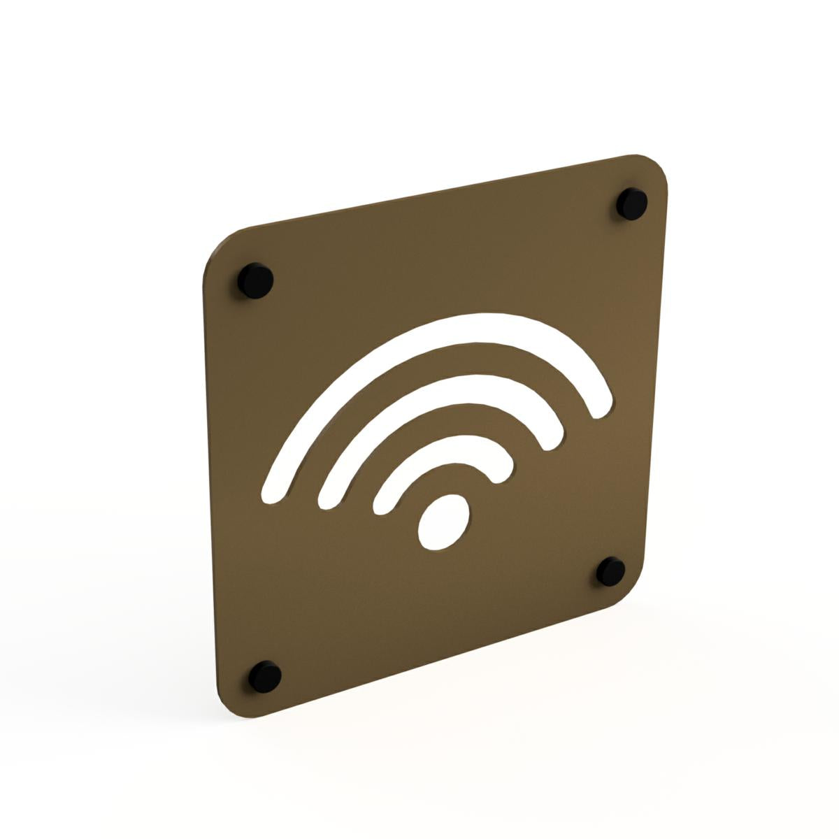 SEGNALETICA WIFI CORTEN CON DISTANZIALI 16X16CM