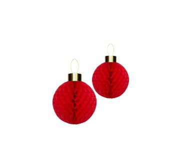 DECOR.PALLE DI NATALE CARTA NIDO D'APE ROSSO 30/40CM CF 2PZ