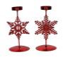 PORTA CANDELE METALLO FIOCCO DI NEVE ROSSO CF=2PZ