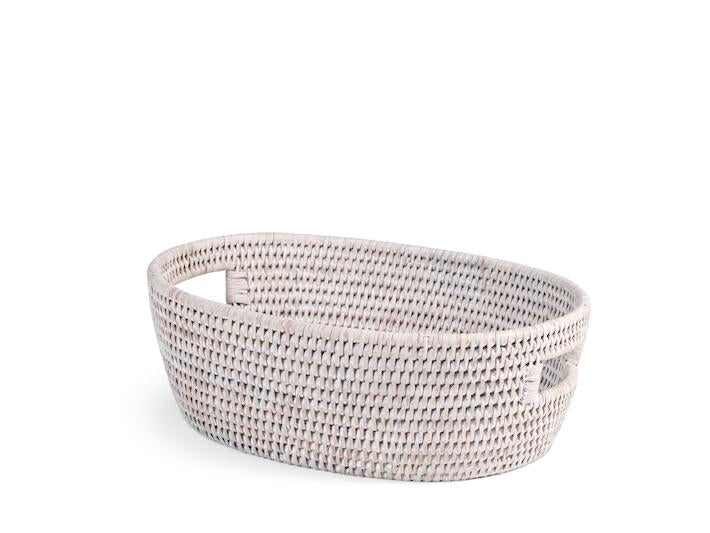 CESTO RATTAN OVALE CM 33X24X10H BIANCO