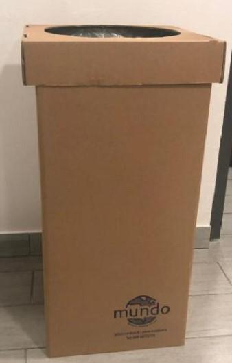 CESTINO GETTACARTE AVANA CON COPERCHIO E LOGO 30X20CM MUNDO