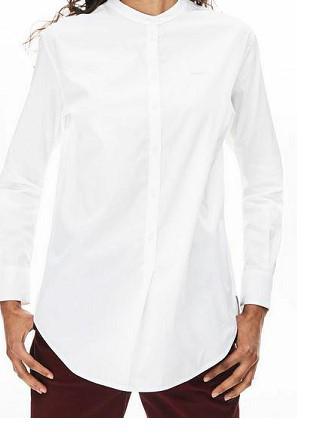 CAMICIA DONNA COLLO COREANA MANICA LUNGA BIANCA 115GR