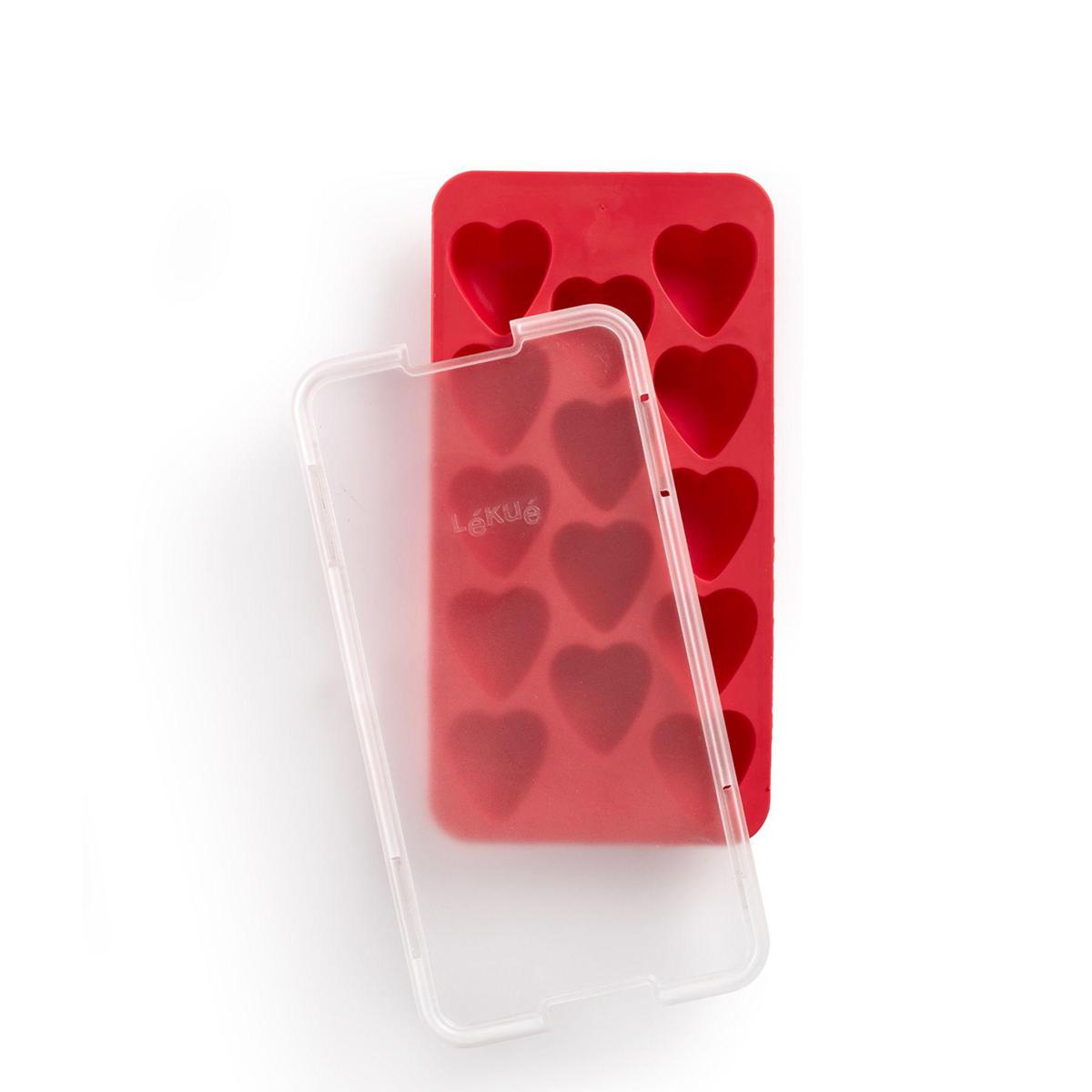 VASSOIO GHIACCIO CUORE CON COPERCHIO ROSSO