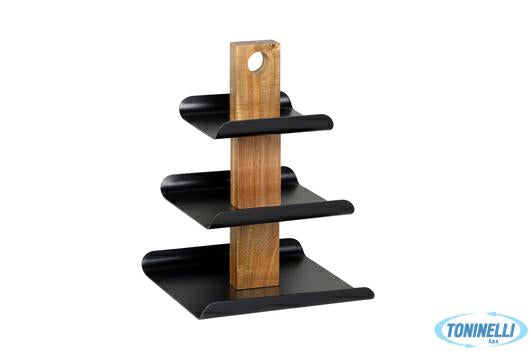 ALZATA 3 PIANI ACACIA-METALLO CM 24,5X24H.34
