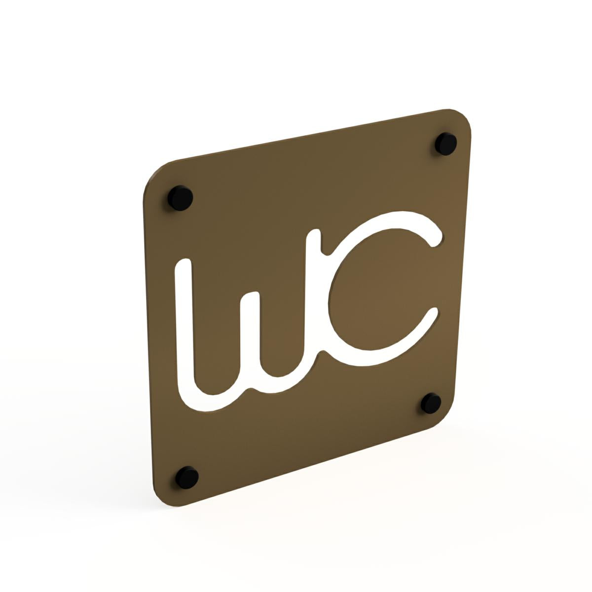 SEGNALETICA WC CORTEN CON DISTANZIALI 16X16CM