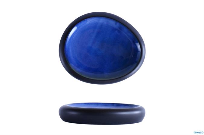 PIATTO OVALE ALTO CM.26,5X22,5 NERO/BLU MADEIRA