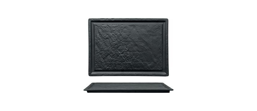 PIATTO BISTECCA 33X24CM EFFETTO PIETRA NERO