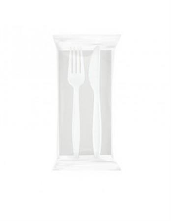 BIS COLTELLO+FORCHETTA+TOV RIUTILIZZABILE BIANCO CT=500PZ