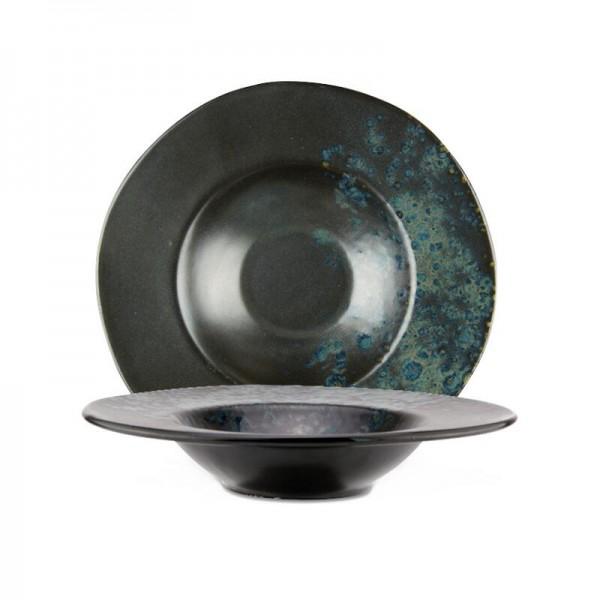 PIATTO PASTA BOWL "PHOBOS" NERO PUNT.BLU DIAM.28,5CM STW