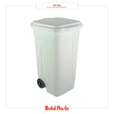 BIDONE RACC.DIFF.80LT C/COP-RUOTE-PED BIANCO