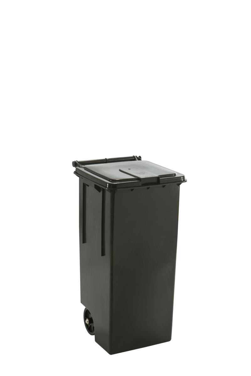 PATTUMIERA 100LT NERA C/RUOTE-COP-PED  CM.46X42X81,5H