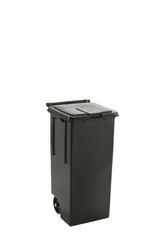 PATTUMIERA 100LT NERA C/RUOTE-COP-PED  CM.46X42X81,5H