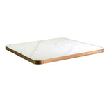 TOP TAVOLO PIETRA SINTERIZZATA MARMO BIANCO/ORO 80X80