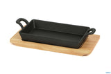 CASSERUOLA GHISA RETTANGOLARE CM.12X20 CON BASE LEGNO