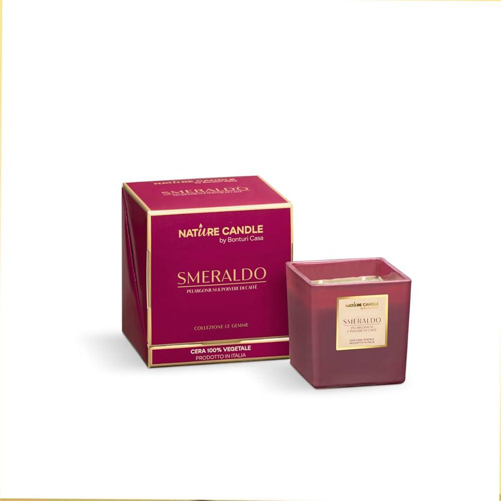 CANDELA 180G SMERALDO "LE GEMME" PELARGONIUM/CAFFE'