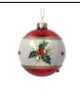DECORAZIONE SFERA VETRO AGRIFOGLIO BIANCO/ROSSO DIAM.10H10CM