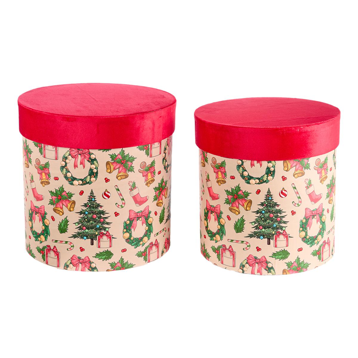 SET 2 SCATOLE DECORATE M.G.H CM 26 ø CM.26