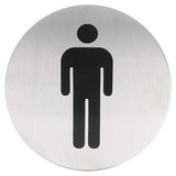 CARTELLO AUTO-ADESIVE "UOMINI" Ø 7,5 CM ARGENTO ACCIAIO INOX