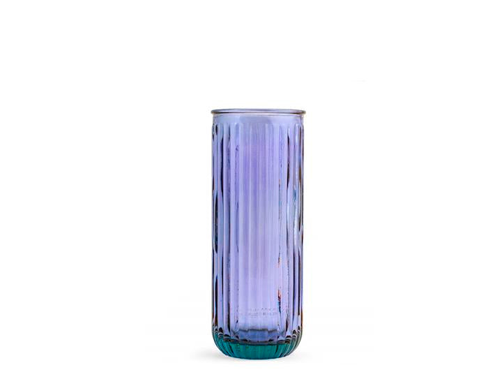 VASO VETRO RIGHE LILLA 28CM