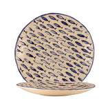 THALASSIOS PIATTO ROTONDO BIANCO/BLU DECORO RILIEVO Ø34H4CM
