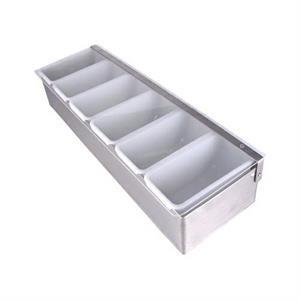 PORTACONDIMENTI ACCIAIO/PLASTICA 6 SCOMPARTI cm 46x15x10