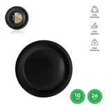 PIATTO TONDO RIUTILIZZABILE DIAM.26CM NERA CF=10PZ