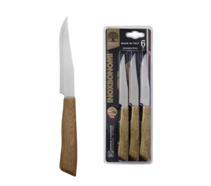 COLTELLO BISTECCA LEGNO NATURALE LAMA 11CM BLS=6PZ